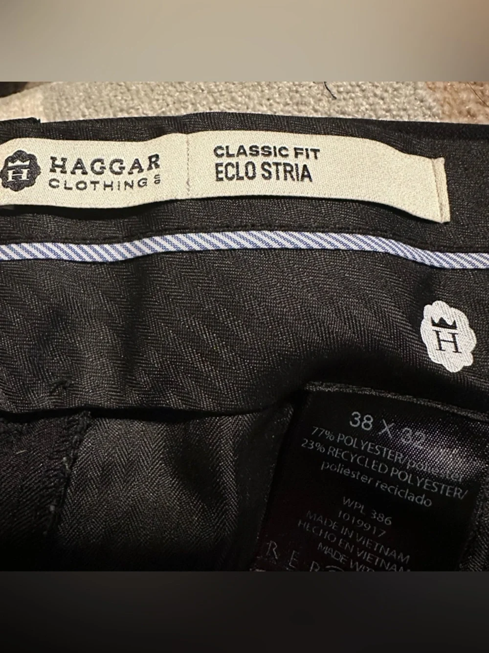 Haggar E-CLO Stria Black Classic Fit Dress Pants | Men’s 38x32 - Picture 3 of 3